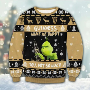 Guinness Grinch Happy Ugly Sweater, Grinch Holiday Sweater Moonbestprint