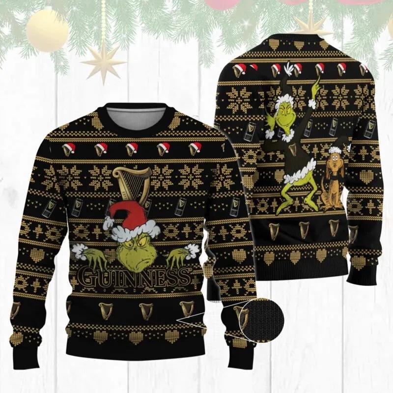 Guinness Grinch Ugly Sweater, Grinch Holiday Sweater Moonbestprint