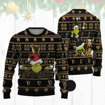 Guinness Grinch Ugly Sweater, Grinch Holiday Sweater Moonbestprint