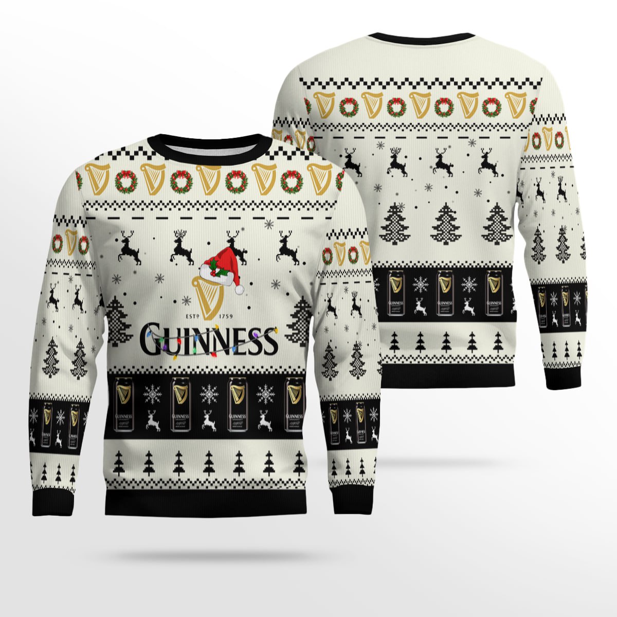 Guinness Reindeer Snowy Night Ugly Sweater – Moonbestprint