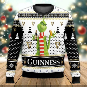Guinness The Grinch Ugly Sweater, Grinch Holiday Sweater Moonbestprint