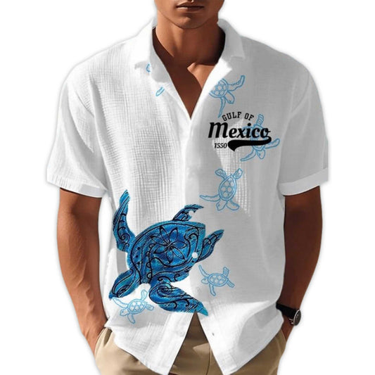 Gulf Of Mexico Est 1550 Blue Turtle Hawaiian Shirt- Moonbestprint