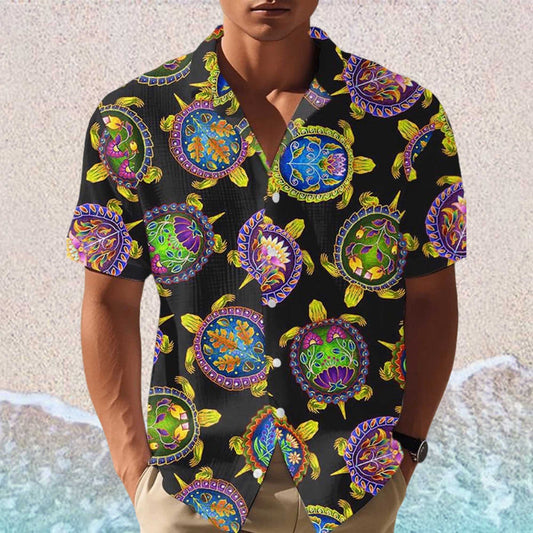 Gulf Of Mexico Turtle Print Hawaiian Shirt- Moonbestprint