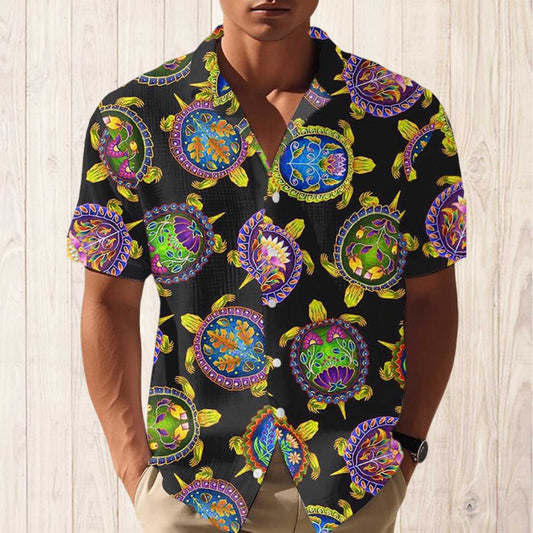 Gulf Of Mexico Turtle Print Hawaiian Shirt- Moonbestprint
