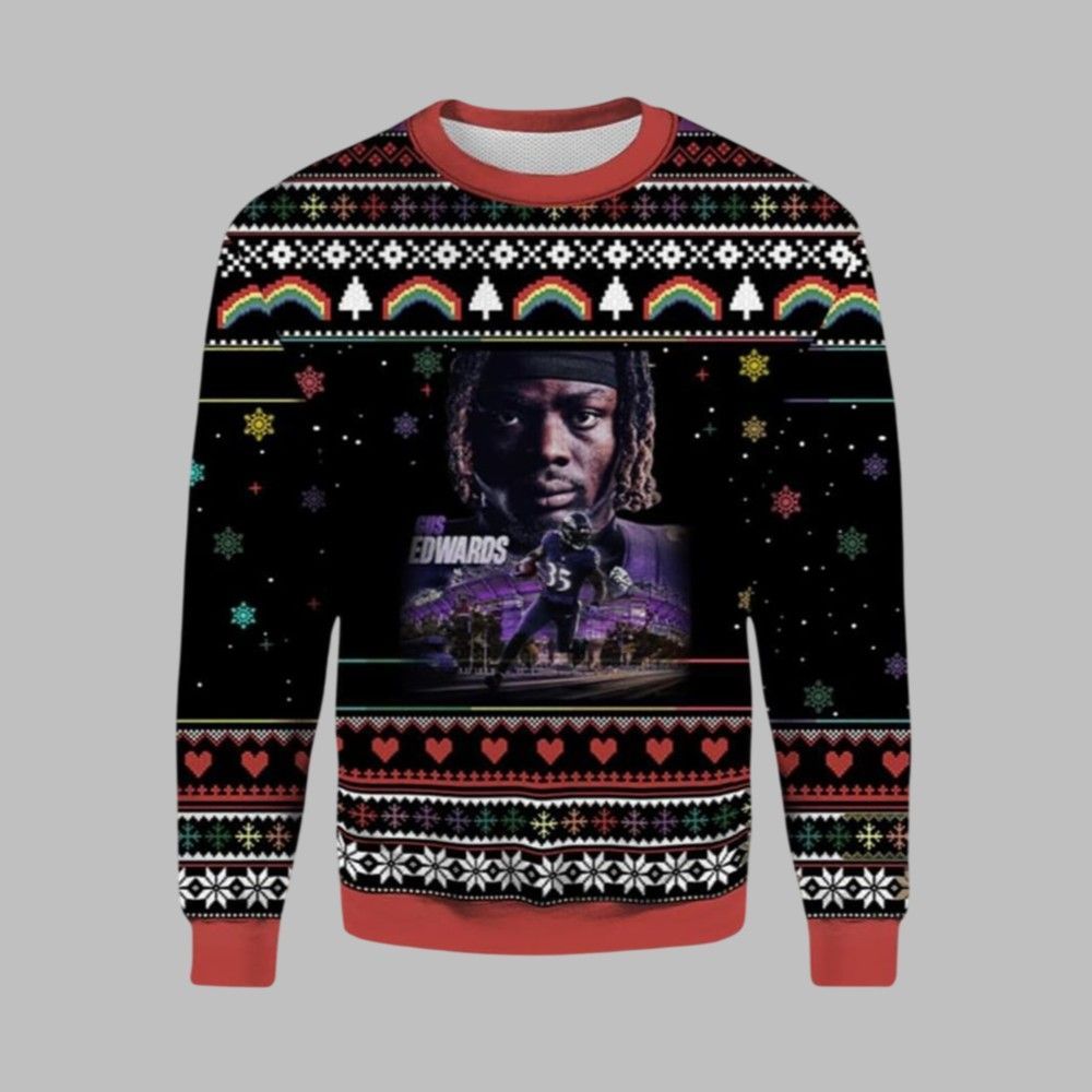 Gus Edwards Ravens Ugly Christmas Sweater - Moonbestprint