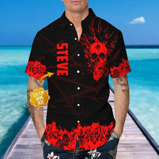 Ghost Blood Skull Personalized Hawaiian Shirt, Hawaiian Button Up Shirt, Tropical Shirts For Men Moonbestprint