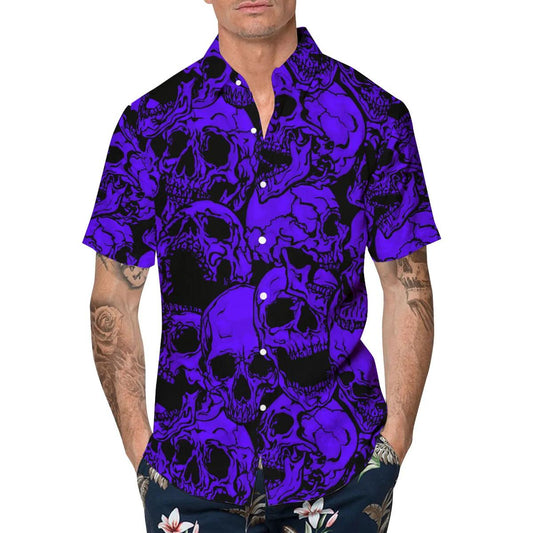 Purple Head Skull Hawaiian Shirt, Hawaiian Button Up Shirt, Tropical Shirts For Men Moonbestprint