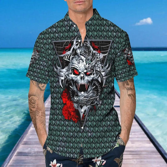 Blue Ghost Skull Hawaiian Shirt, Hawaiian Button Up Shirt, Tropical Shirts For Men Moonbestprint