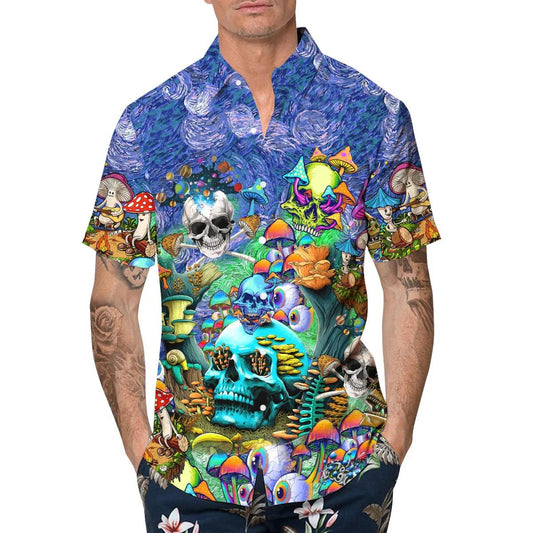 Galaxy Diamond Crystal Skull Hawaiian Shirt, Hawaiian Button Up Shirt, Tropical Shirts For Men Moonbestprint