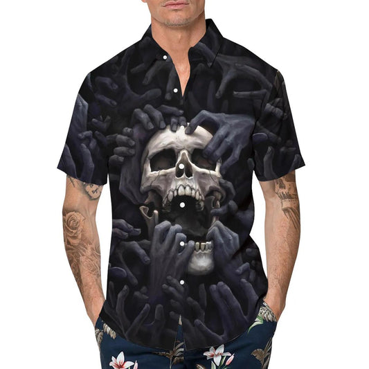 Horror Skull Nightmare Hawaiian Shirt, Hawaiian Button Up Shirt, Tropical Shirts For Men Moonbestprint