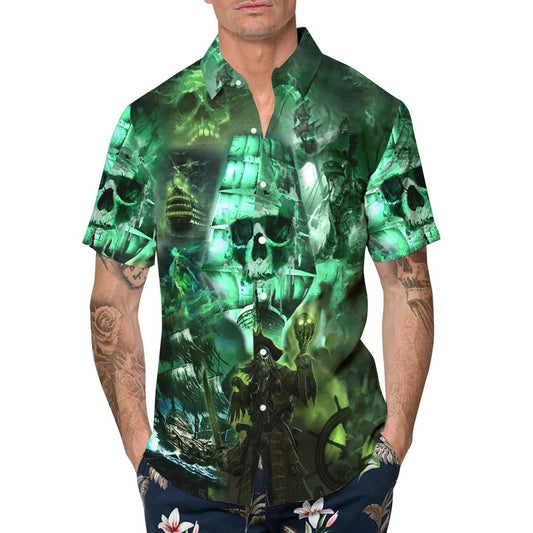 Skull Pirates Legend Hawaiian Shirt, Hawaiian Button Up Shirt, Tropical Shirts For Men Moonbestprint