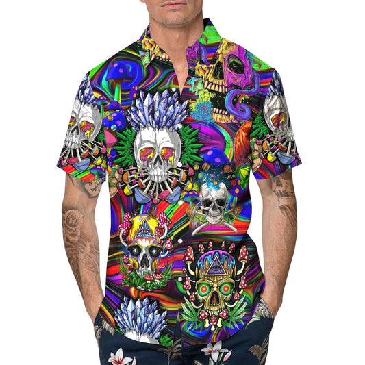 Fancy Rock Skull Hawaiian Shirt, Hawaiian Button Up Shirt, Tropical Shirts For Men Moonbestprint