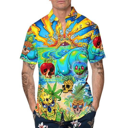 Fabulous Skull Hawaiian Shirt, Hawaiian Button Up Shirt, Tropical Shirts For Men Moonbestprint