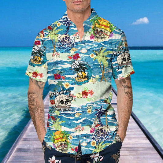 Another Paradise Skull Beach Hawaiian Shirt, Hawaiian Button Up Shirt, Tropical Shirts For Men Moonbestprint