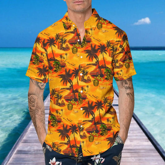 Hot Summer Beach Skull Hawaiian Shirt, Hawaiian Button Up Shirt, Tropical Shirts For Men Moonbestprint