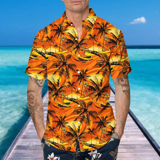 Coconut Tree Skull Hawaiian Shirt, Hawaiian Button Up Shirt, Tropical Shirts For Men Moonbestprint
