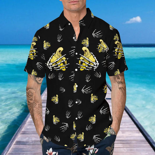 Funny Banana Skull Hawaiian Shirt, Hawaiian Button Up Shirt, Tropical Shirts For Men Moonbestprint