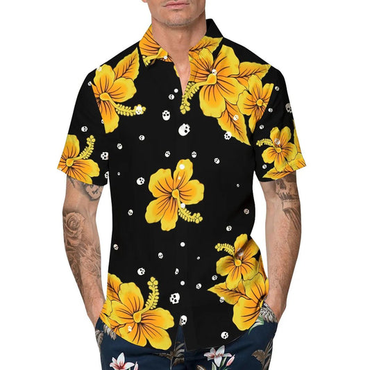 Sensitive Plant With Skull Hawaiian Shirt, Hawaiian Button Up Shirt, Tropical Shirts For Men Moonbestprint