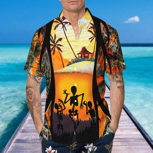 Skull Dancing Party Hawaiian Shirt, Hawaiian Button Up Shirt, Aloha Shirts Moonbestprint