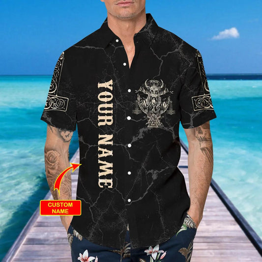 Viking Son Of Odin Till Valhalla Custom Hawaiian Shirt, Hawaiian Button Up Shirt, Aloha Shirts Moonbestprint