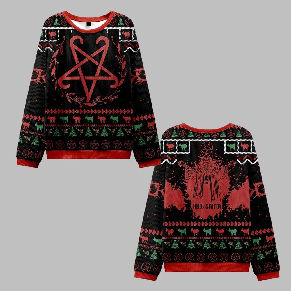 Hail Santa Occult Ugly Sweater 2026 Christmas - Moonbestprint