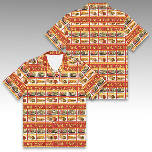 Halal Food Cart Menu Hawaiian Shirt Moonbestprint