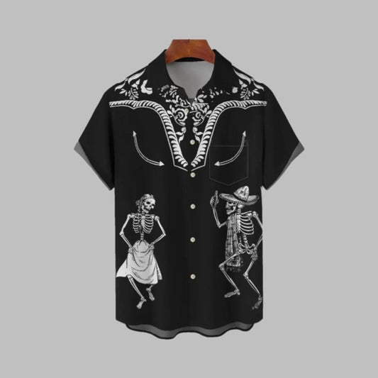 Halloween 2025 Dancing Skull Hawaiian Shirt - Moonbestprint