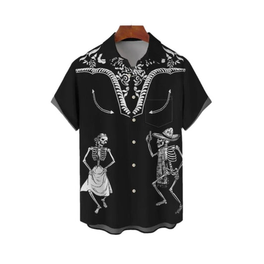 Halloween 2025 Dancing Skull Hawaiian Shirt - Moonbestprint