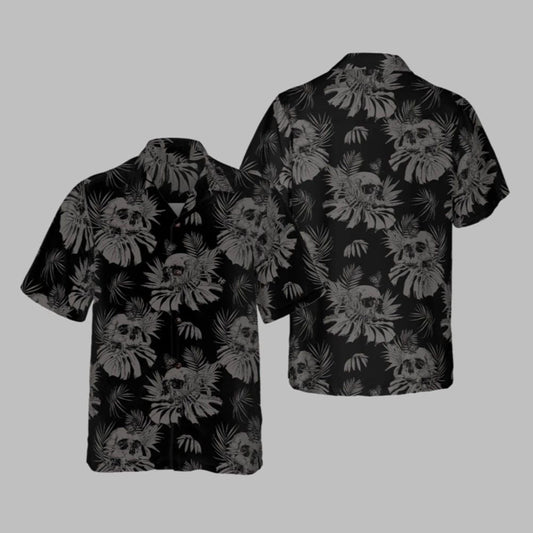 Halloween 2025 Seamless Gothic Skull With Butterfly Goth Hawaiian Shirt - Moonbestprint