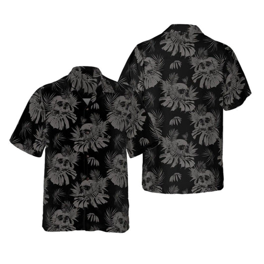 Halloween 2025 Seamless Gothic Skull With Butterfly Goth Hawaiian Shirt - Moonbestprint