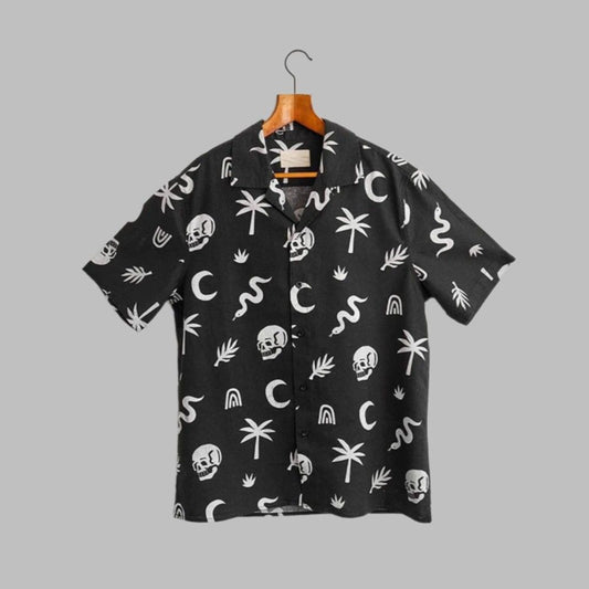 Halloween 2025 Skeletons And Nature Pattern Hawaiian Shirt - Moonbestprint