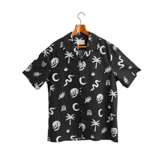 Halloween 2025 Skeletons And Nature Pattern Hawaiian Shirt - Moonbestprint