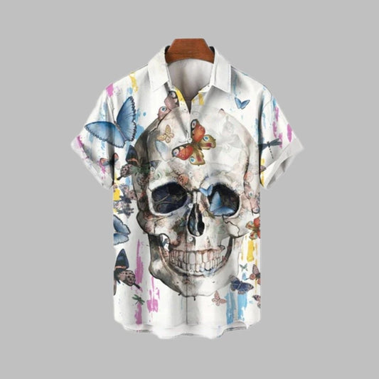 Halloween 2025 Skull Butterfly Hawaiian Shirt - Moonbestprint