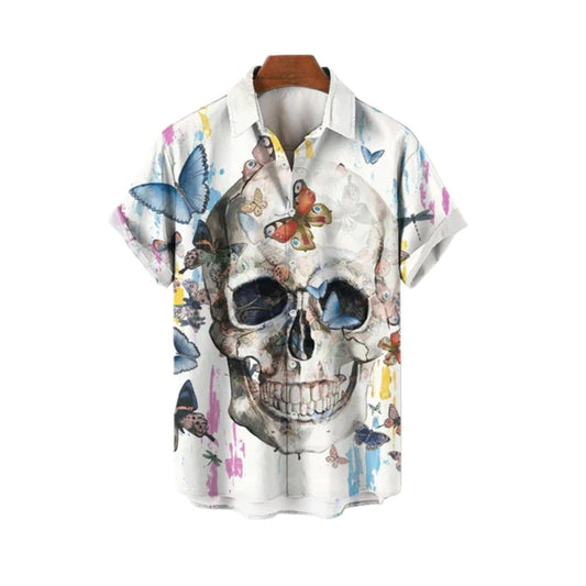 Halloween 2025 Skull Butterfly Hawaiian Shirt - Moonbestprint