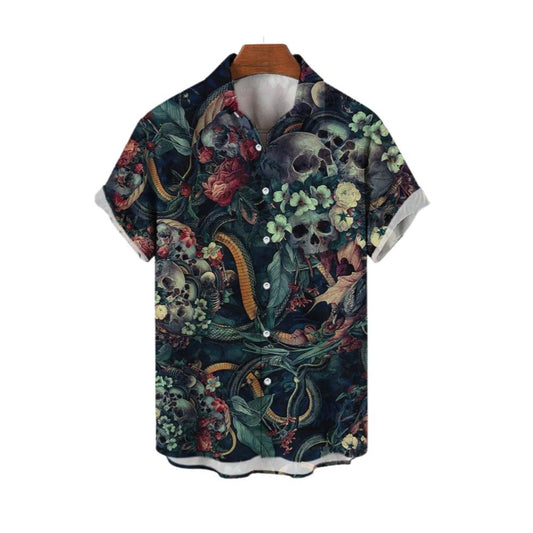 Halloween 2025 Skull Flowers Hawaiian Shirt - Moonbestprint