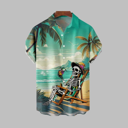Halloween 2025 Vacation Skull Hawaiian Shirt - Moonbestprint