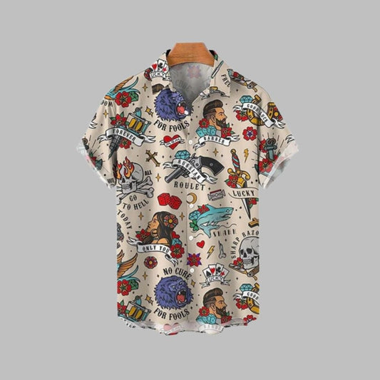 Halloween 2025 Vintage Lucky Skull Hawaiian Shirt - Moonbestprint