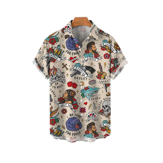 Halloween 2025 Vintage Lucky Skull Hawaiian Shirt - Moonbestprint