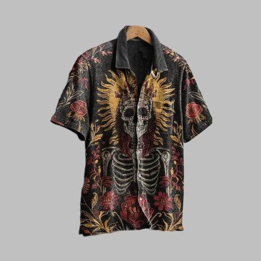 Halloween 2025 Vintage Skeleton Hawaiian Shirt - Moonbestprint