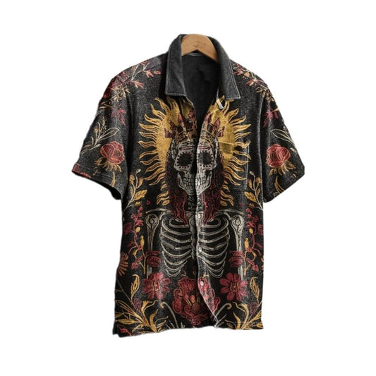 Halloween 2025 Vintage Skeleton Hawaiian Shirt - Moonbestprint