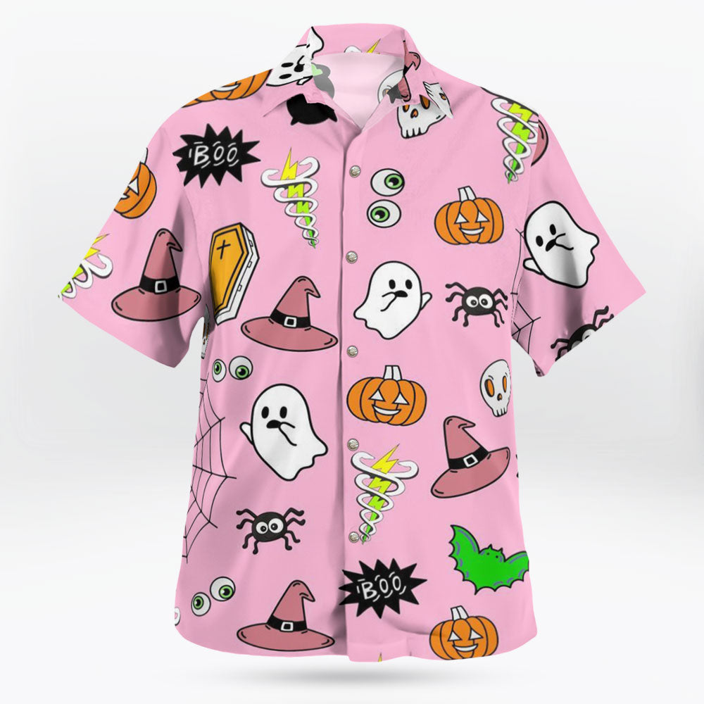 Halloween Pattern Pink Button-Up Shirt – Moonbestprint