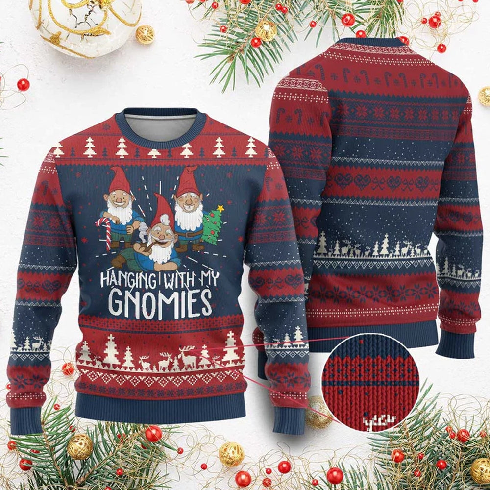Hanging With My Gnomies Ugly Christmas Sweater - Moonbestprint