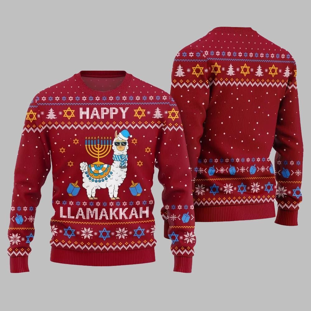 Happy Llamakkah Ugly Sweater Christmas 2026 - Moonbestprint
