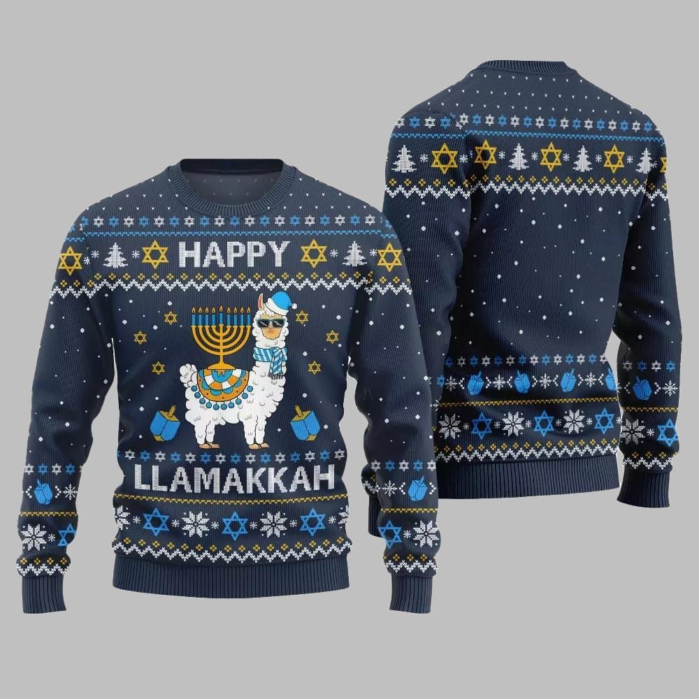 Happy Llamakkah Ugly Sweater Christmas 2026 - Moonbestprint