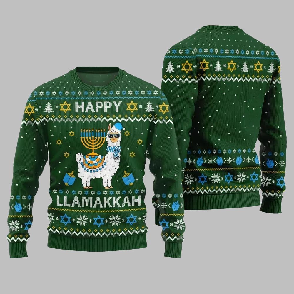 Happy Llamakkah Ugly Sweater Christmas 2026 - Moonbestprint