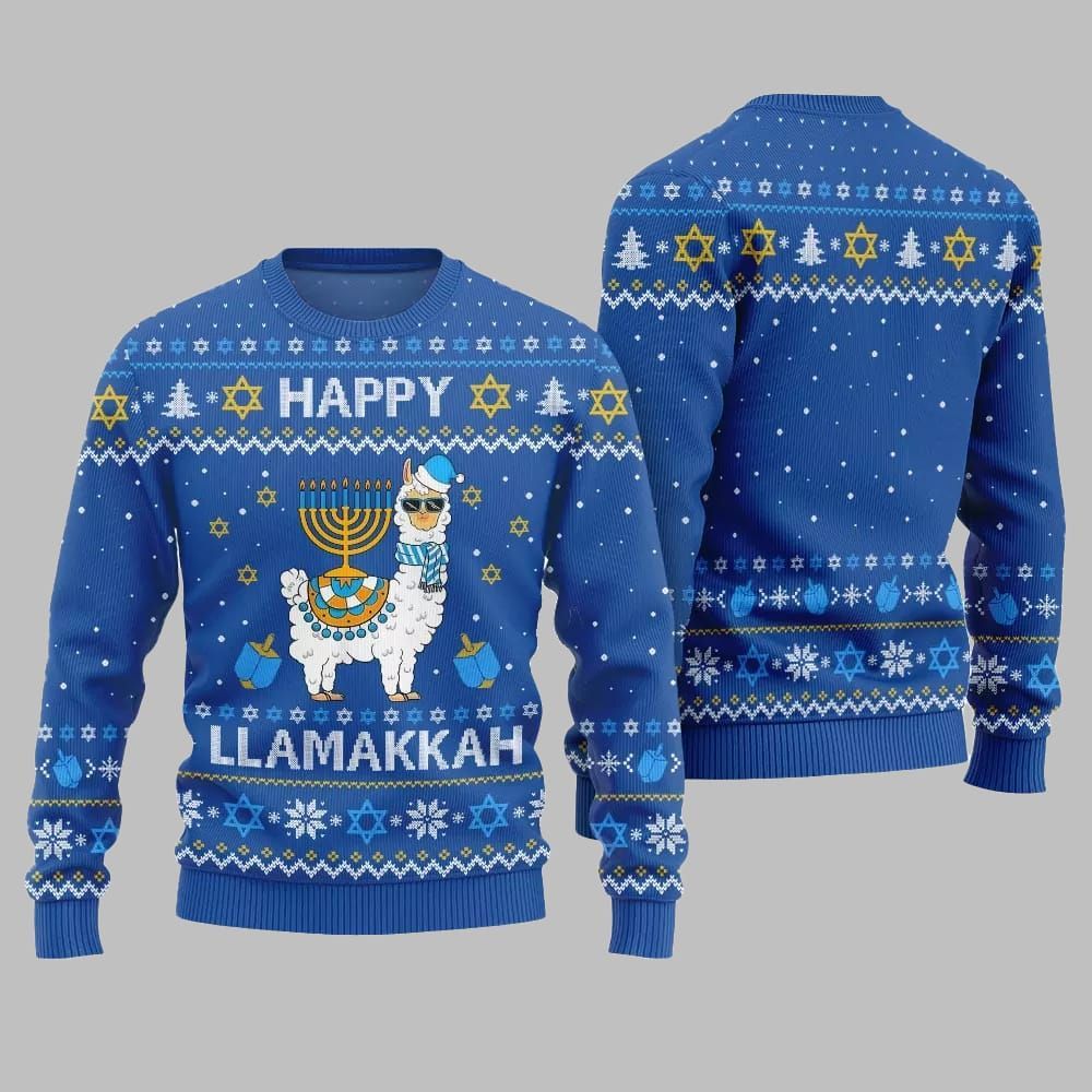 Happy Llamakkah Ugly Sweater Christmas 2026 - Moonbestprint