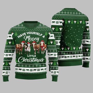 Have Yourself A Mooey Little Christmas Ugly Christmas Sweater - Moonbestprint