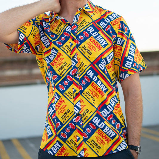 Flat OLD BAY Can Pattern / Hawaiian Shirt - Moonbestprint