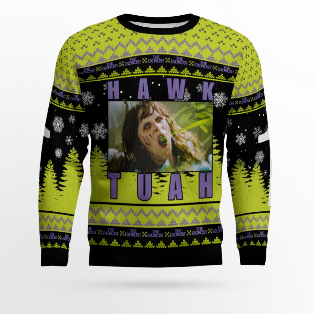 Hawk Tuah The Exorcist Horror Ugly Sweater – Moonbestprint
