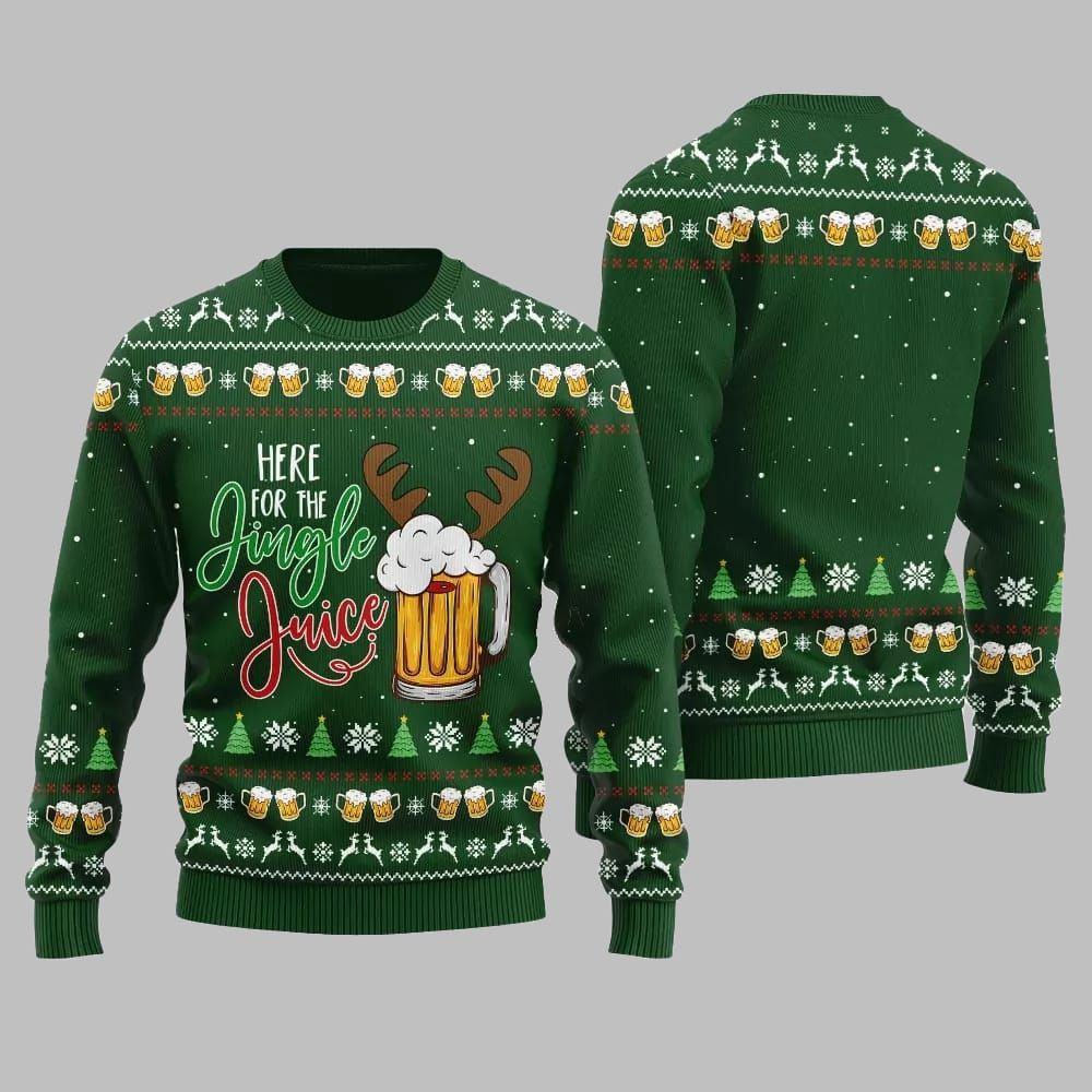 Here For The Jingle Juice Ugly Sweater Christmas 2026 - Moonbestprint